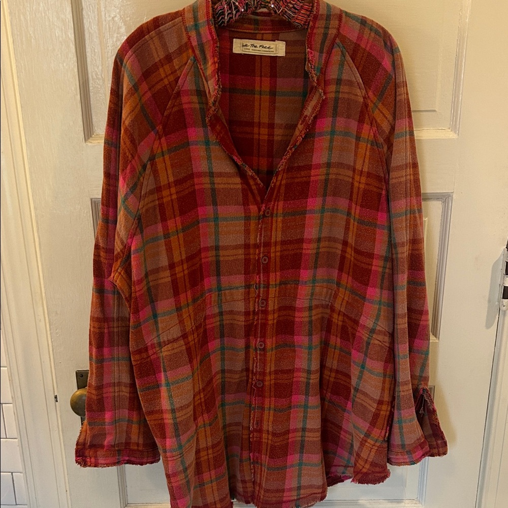 Free People Plaid Button Down Shirt